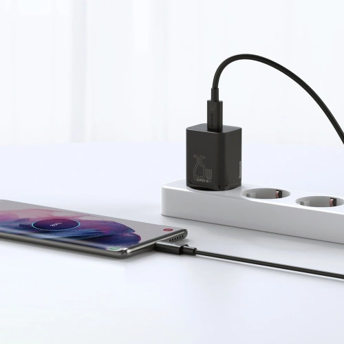 Buy Baseus Super Si Quick Charger 1C 25W with USB-C cable for USB-C 1m (black) - BSU2771BLK - {ean13} - Home Screen Store Europe