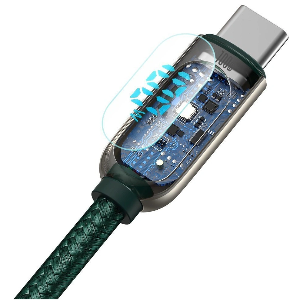 Kabel USB-C do USB-C Baseus Display, Power Delivery, 100W, 1m (zielony)