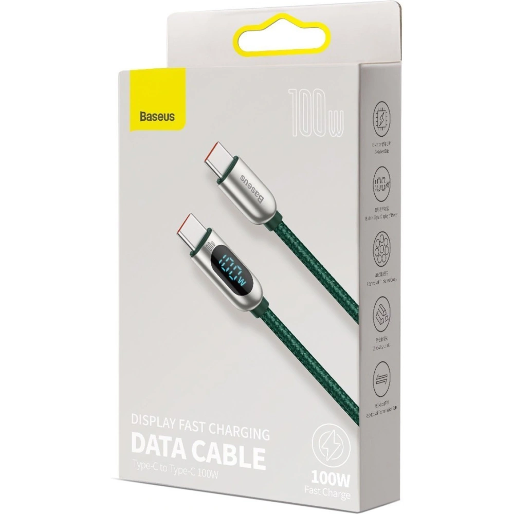 Kabel USB-C do USB-C Baseus Display, Power Delivery, 100W, 1m (zielony)