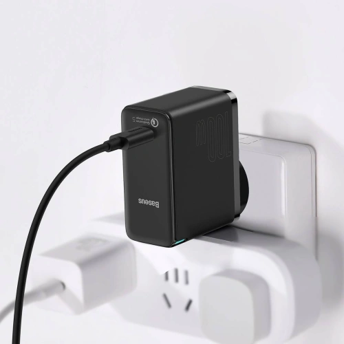 Buy Baseus GaN2 Fast Charger 1C 100W with USB-C cable for USB-C 5A, 1,5m (black) - BSU2778BLK - {ean13} - Home Screen Store Europe