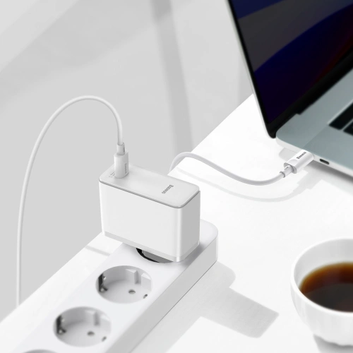 Kup Încărcător de rețea Baseus GaN2, USB-C, 100W, QC 5.0 (alb) + cablu USB-C la USB-C, 5A, 1,5m (alb) - BSU2779WHT - {ean13} - Sklep Home Screen