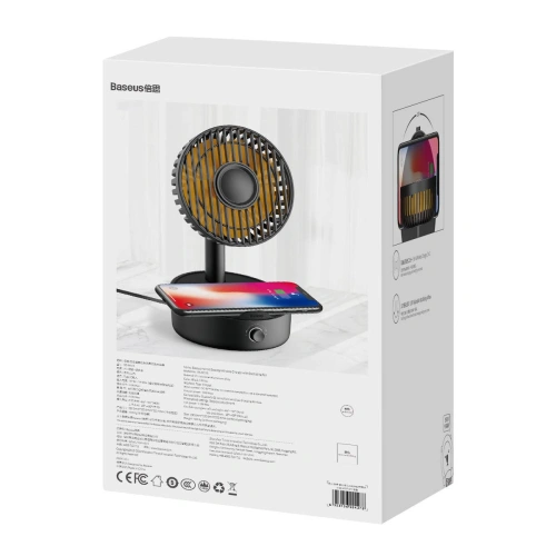 Buy Baseus Hermit desktop wireless charger 10W with oscillating fan (black) - BSU2780BLK - {ean13} - Home Screen Store Europe