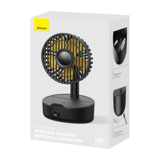 Buy Baseus Hermit desktop wireless charger 10W with oscillating fan (black) - BSU2780BLK - {ean13} - Home Screen Store Europe
