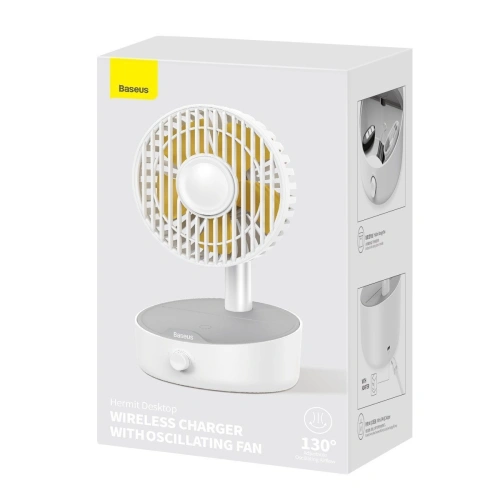 Buy Baseus Hermit desktop wireless charger 10W with oscillating fan (white) - BSU2782WHT - {ean13} - Home Screen Store Europe