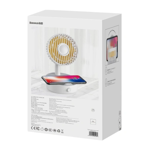 Buy Baseus Hermit desktop wireless charger 10W with oscillating fan (white) - BSU2782WHT - {ean13} - Home Screen Store Europe