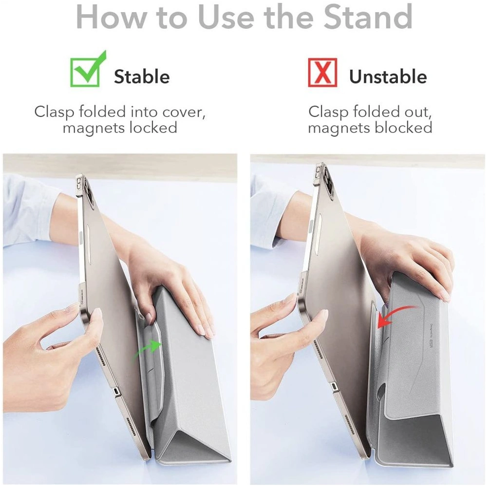 Etui ESR Ascend Trifold Apple iPad Pro 12.9 2021 (5. generacji) Silver Grey