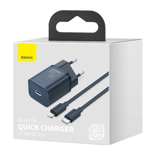 Kup Síťová nabíječka Baseus Super Si Quick Charger 1C 20W s kabelem USB-C na Lightning 1m (modrá) - BSU2789BLU - {ean13} - Sklep Home Screen