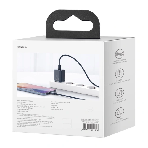 Kup Síťová nabíječka Baseus Super Si Quick Charger 1C 20W s kabelem USB-C na Lightning 1m (modrá) - BSU2789BLU - {ean13} - Sklep Home Screen