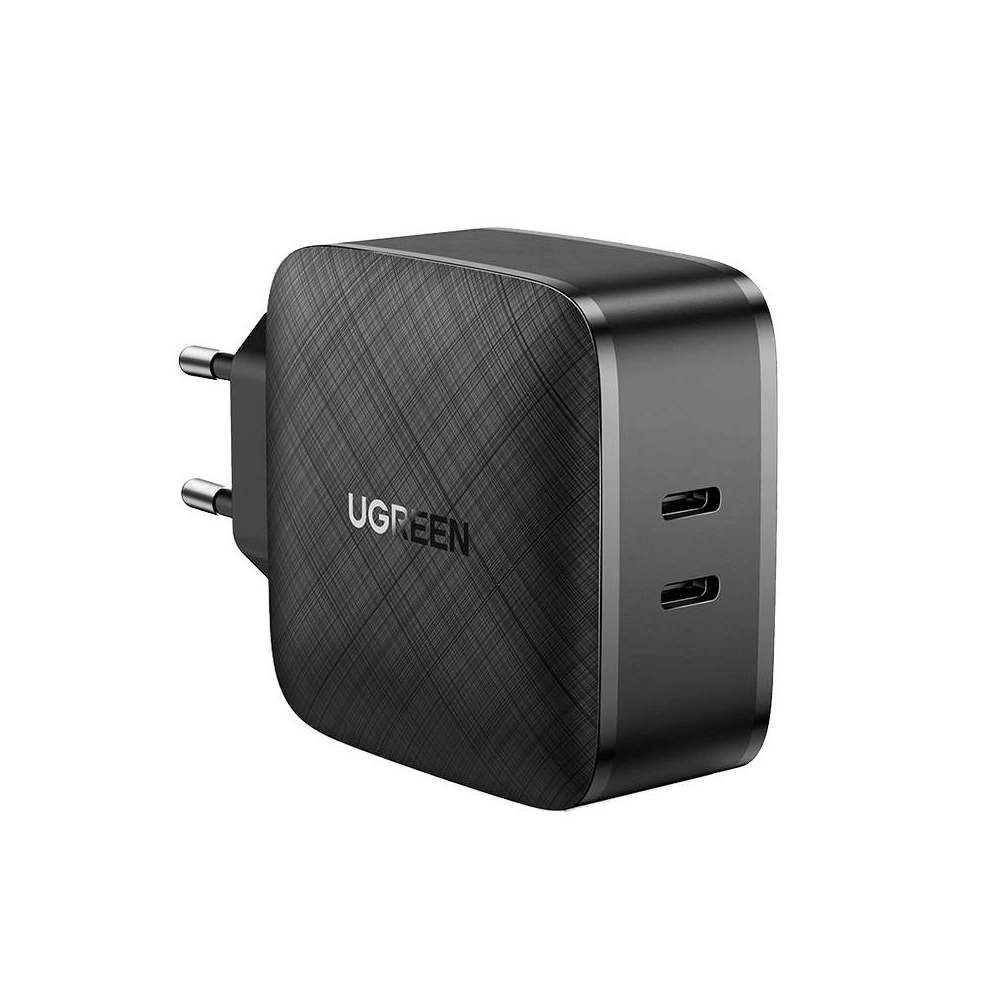 Ładowarka sieciowa UGREEN CD216, 2xUSB-C, 66W, PD (czarna)
