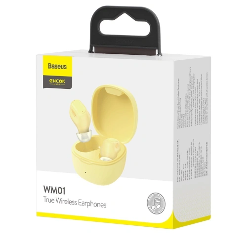 Buy Wireless headphones Baseus Encok WM01, Bluetooth 5.0 (yellow) - BSU2781YEL - {ean13} - Home Screen Store Europe