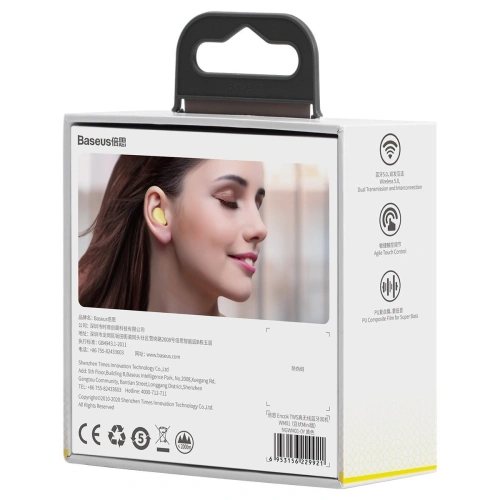 Buy Wireless headphones Baseus Encok WM01, Bluetooth 5.0 (yellow) - BSU2781YEL - {ean13} - Home Screen Store Europe