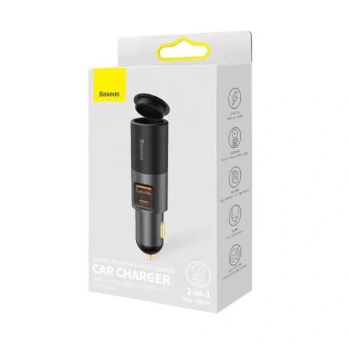 Kup Încărcător auto Baseus Share Together Fast cu priză pentru bricheta auto, USB + USB-C, 120W (gri) - BSU2782GRY - {ean13} - Sklep Home Screen
