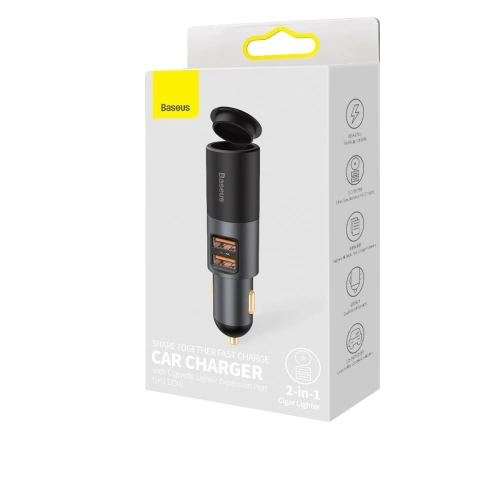 Kup Încărcător auto Baseus Share Together Fast cu priză pentru brichetă, 2x USB, 120W (gri) - BSU2783GRY - {ean13} - Sklep Home Screen