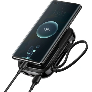 Powerbank Baseus Qpow 20000mAh, IP, USB, USB-C, 22W z kablem Lightning (czarny)
