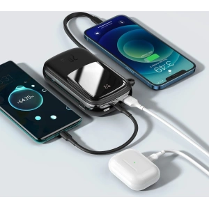 Powerbank Baseus Qpow 20000mAh, IP, USB, USB-C, 22W z kablem Lightning (czarny)
