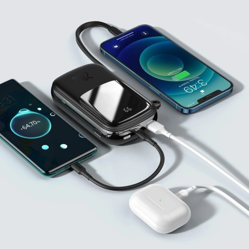 Buy Baseus Q pow Digital Display Power Bank 20000mAh, IP, USB, USB-C, 22,5W (With Lightning Cable) Black - BSU2784BLK - {ean13} - Home Screen Store Europe