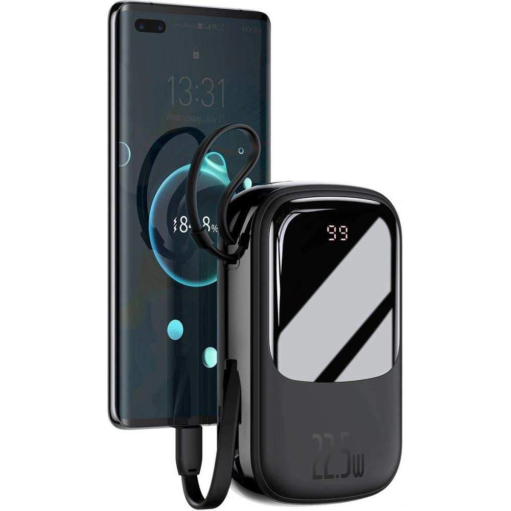 Powerbank Baseus Qpow 20000mAh, IP, USB, USB-C, 22.5W z kablem USB-C (czarny)