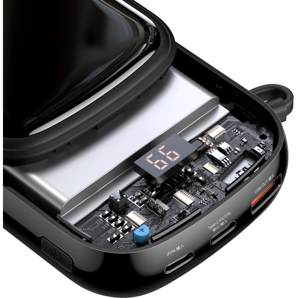 Powerbank Baseus Qpow 20000mAh, IP, USB, USB-C, 22.5W z kablem USB-C (czarny)