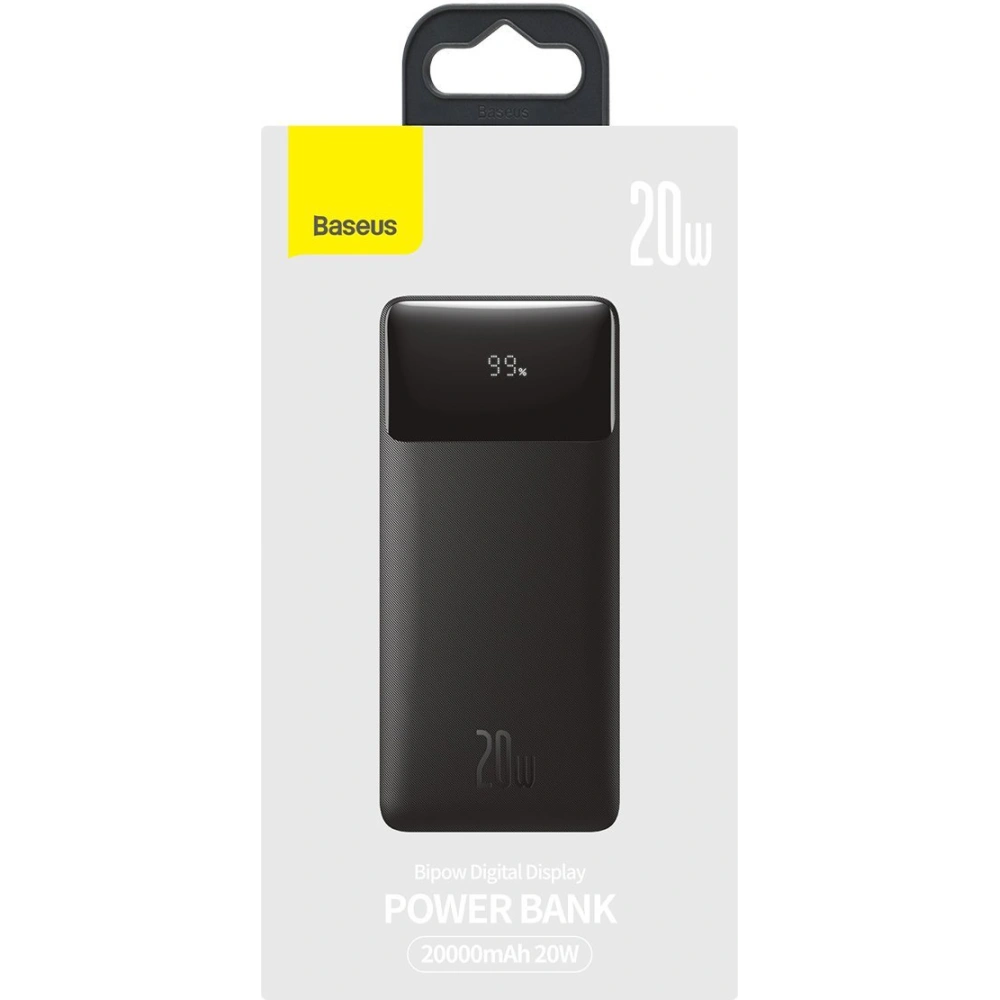 PowerBank Baseus Bipow 20000mAh, 2xUSB, USB-C, 20W (czarny)