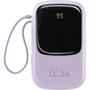 Powerbank Baseus Qpow 20000mAh, IP, USB, USB-C, 22.5W z kablem USB-C (fioletowy)