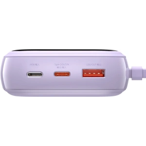Powerbank Baseus Qpow 20000mAh, IP, USB, USB-C, 22.5W z kablem USB-C (fioletowy)