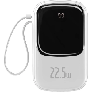 Powerbank Baseus Qpow 20000mAh, IP, USB, USB-C, 22.5W z kablem USB-C (biały)