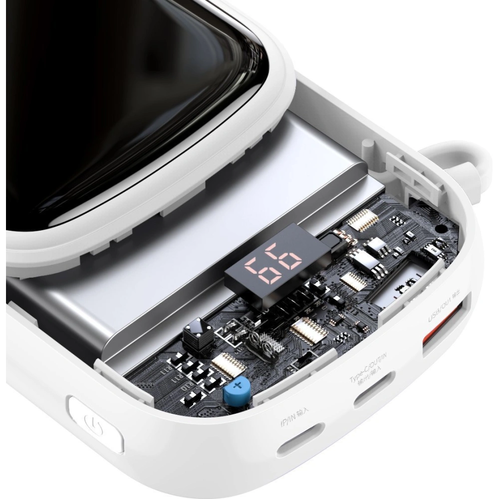 Powerbank Baseus Qpow 20000mAh, IP, USB, USB-C, 22.5W z kablem USB-C (biały)