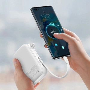 Powerbank Baseus Qpow 20000mAh, IP, USB, USB-C, 22.5W z kablem USB-C (biały)