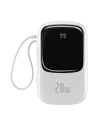 Powerbank Baseus Qpow 20000mAh, IP, USB, USB-C, 20W Lightning kábellel (fehér)