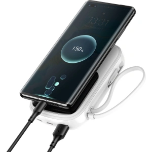 Powerbank Baseus Qpow 20000mAh, IP, USB, USB-C, 20W z kablem Lightning (biały)