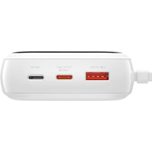 Powerbank Baseus Qpow 20000mAh, IP, USB, USB-C, 20W z kablem Lightning (biały)