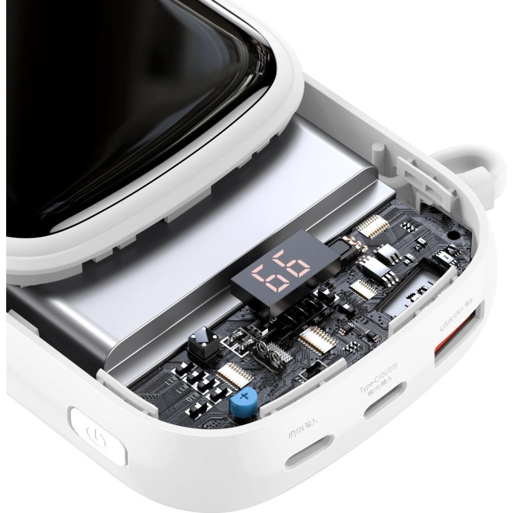 Powerbank Baseus Qpow 20000mAh, IP, USB, USB-C, 20W z kablem Lightning (biały)