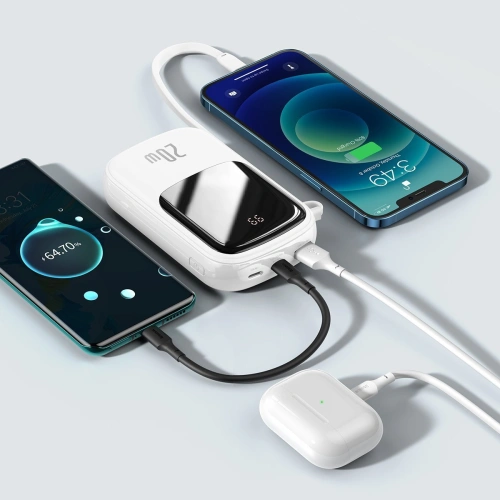 Kup Baseus Powerbank Qpow 20000mAh, IP, USB, USB-C, 20W mit Lightning-Kabel (weiß) - BSU2790WHT - {ean13} - Sklep Home Screen