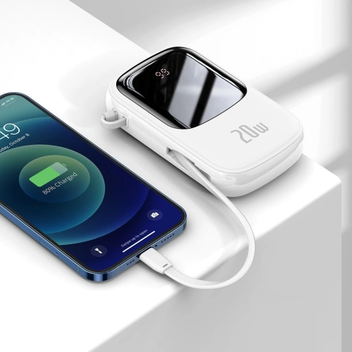 Kup Powerbank Baseus Qpow 20000mAh, IP, USB, USB-C, 20W Lightning kábellel (fehér) - BSU2790WHT - {ean13} - Sklep Home Screen