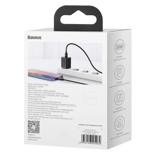 Buy Baseus Super Si Quick Charger 1C 30W (black) - BSU2792BLK - {ean13} - Home Screen Store Europe