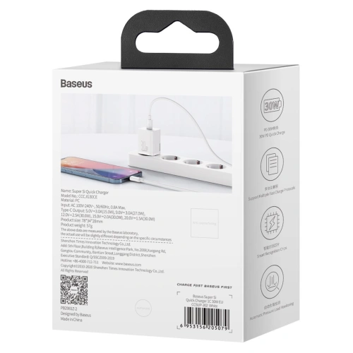 Kup Síťová nabíječka Baseus Super Si Quick Charger 1C 30W (bílá) - BSU2793WHT - {ean13} - Sklep Home Screen