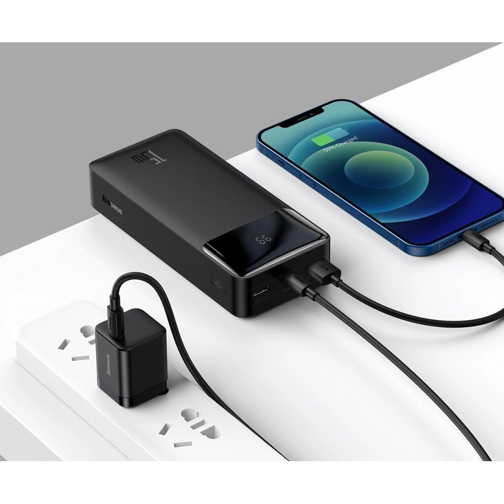 PowerBank Baseus Bipow 30000mAh, 2xUSB, USB-C, 15W (czarny)