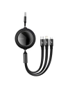 USB kabel 3w1 Baseus Bright Mirror, USB na micro USB / USB-C / Lightning, 66W, 1.2m (černý)