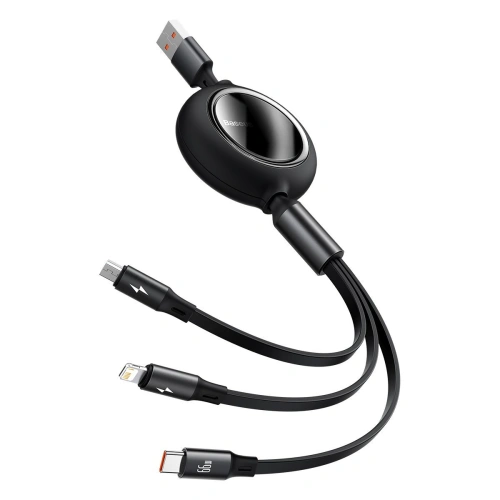 Kup Kabel USB 3w1 Baseus Bright Mirror, USB do micro USB / USB-C / Lightning, 66W, 1.2m (czarny) - BSU2797BLK - {ean13} - Sklep Home Screen