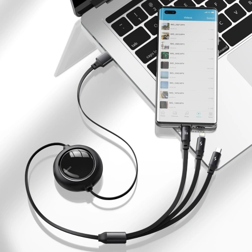 Kup Kabel USB 3w1 Baseus Bright Mirror, USB do micro USB / USB-C / Lightning, 66W, 1.2m (czarny) - BSU2797BLK - {ean13} - Sklep Home Screen