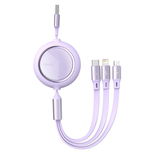 Kup Kabel USB 3w1 Baseus Bright Mirror, USB do micro USB / USB-C / Lightning, 66W, 1.2m (fialový) - BSU2799PRP - {ean13} - Sklep Home Screen
