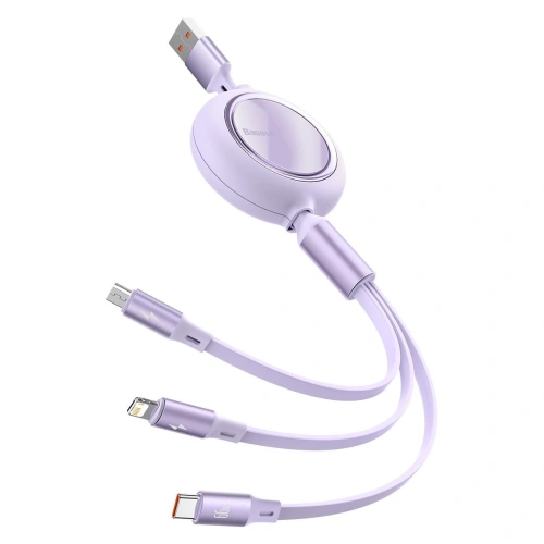 Kup Kabel USB 3w1 Baseus Bright Mirror, USB do micro USB / USB-C / Lightning, 66W, 1.2m (fialový) - BSU2799PRP - {ean13} - Sklep Home Screen