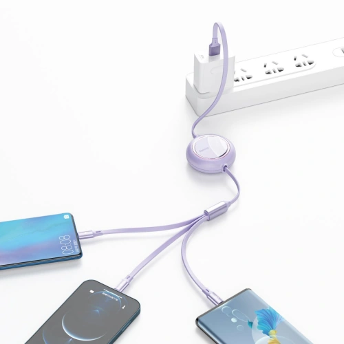Kup Kabel USB 3w1 Baseus Bright Mirror, USB do micro USB / USB-C / Lightning, 66W, 1.2m (fialový) - BSU2799PRP - {ean13} - Sklep Home Screen