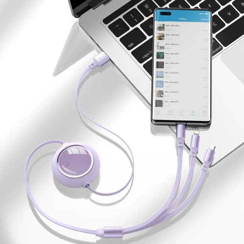 Kup Kabel USB 3w1 Baseus Bright Mirror, USB do micro USB / USB-C / Lightning, 66W, 1.2m (fialový) - BSU2799PRP - {ean13} - Sklep Home Screen