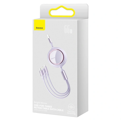 Kup Kabel USB 3w1 Baseus Bright Mirror, USB do micro USB / USB-C / Lightning, 66W, 1.2m (fialový) - BSU2799PRP - {ean13} - Sklep Home Screen