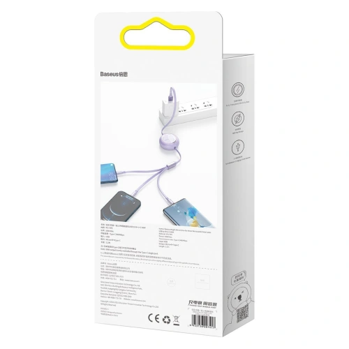 Kup Kabel USB 3w1 Baseus Bright Mirror, USB do micro USB / USB-C / Lightning, 66W, 1.2m (fialový) - BSU2799PRP - {ean13} - Sklep Home Screen