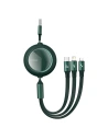 Kabel USB 3w1 Baseus Bright Mirror, USB do micro USB / USB-C / Lightning, 66W, 1.2m (zelený)