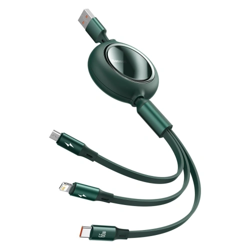 Kup Kabel USB 3w1 Baseus Bright Mirror, USB la micro USB / USB-C / Lightning, 66W, 1.2m (verde) - BSU2800GRN - {ean13} - Sklep Home Screen