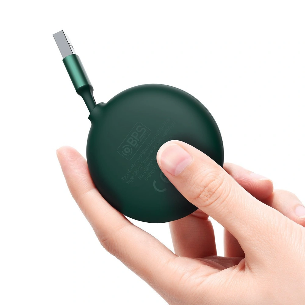 Kabel USB 3w1 Baseus Bright Mirror, USB do micro USB / USB-C / Lightning, 66W, 1.2m (zielony)