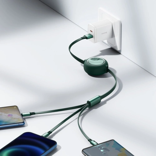Kup Kabel USB 3w1 Baseus Bright Mirror, USB la micro USB / USB-C / Lightning, 66W, 1.2m (verde) - BSU2800GRN - {ean13} - Sklep Home Screen